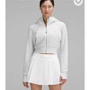 Lululemon Scuba Full-zip Cropped Hoodir Heathered Core Ultra Light Grey Size 8